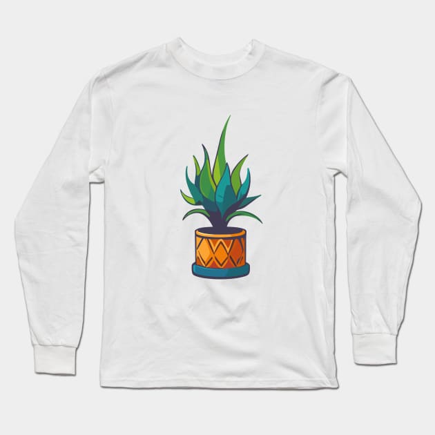 Potted Plant Long Sleeve T-Shirt by Rockave Design
